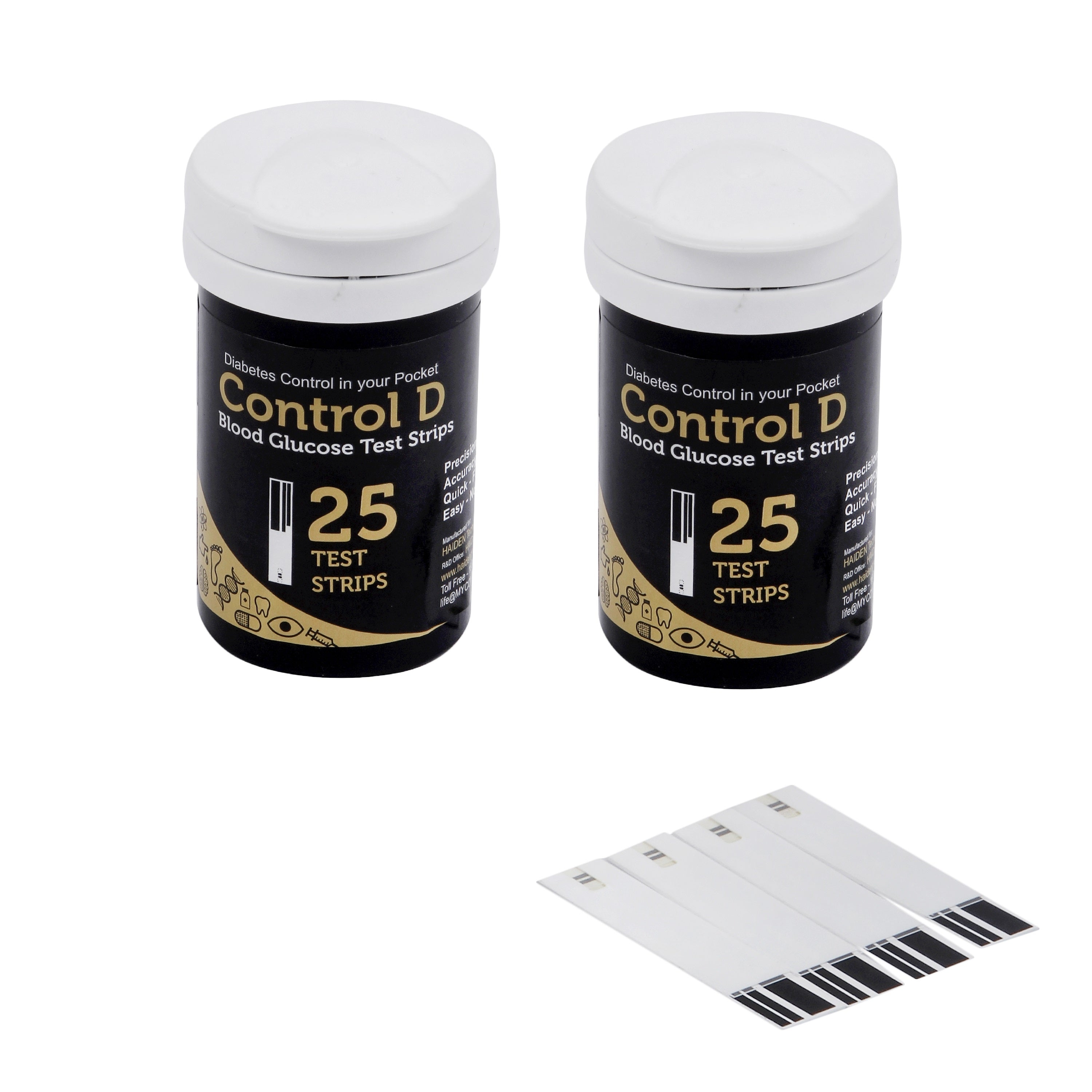 Glucometer Controls Labels Control D Sugar Checkup 50 (2 x 25) Glucometer Strips