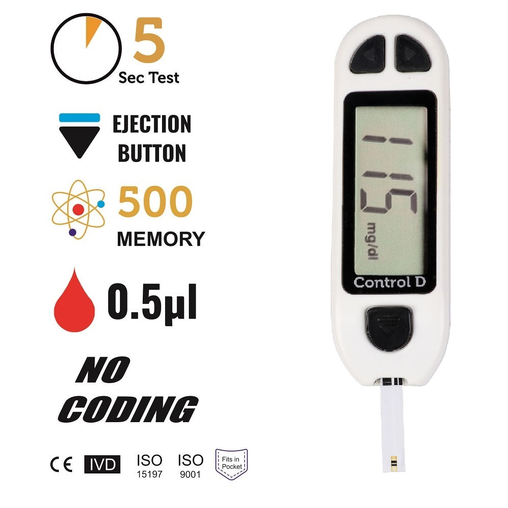 Control D White Meter Kit with 10 Strips, Lancets